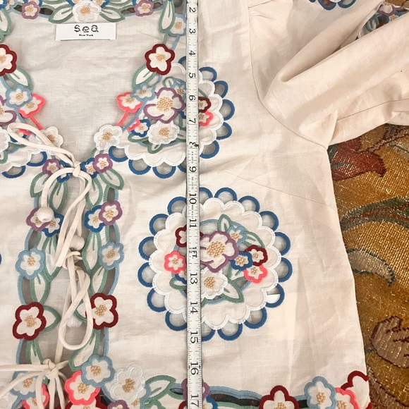 Sea New York Melinda M Cream Puff Sleeve Embellished Crop Blouse sold out online - Picture 5 of 6